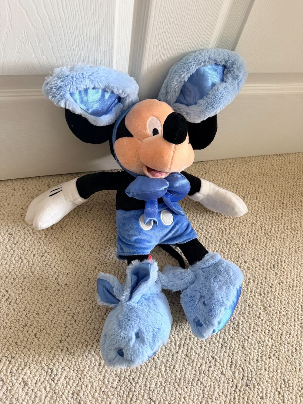 Disney Store Mickey Mouse plush stuff blue Easter bunny rabbit EARS SLIPPERS 16"